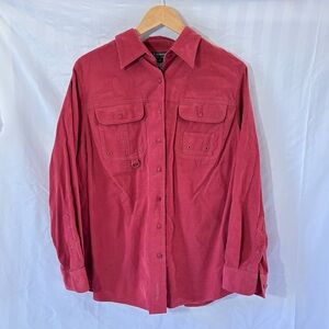 Ralph Lauren Corduroy Button Down Shacket Light Red Fall Womens 1X NWOT